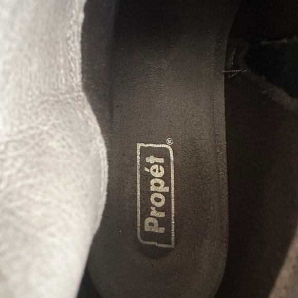 Propet Women 11 Gray Ankle Boot Charcoal Taneka Leather Knit Low Heel Zip Grey - Picture 5 of 8